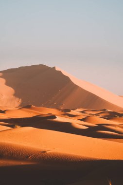 Çöldeki kumulların güzel manzarası, Merzouga, Fas 