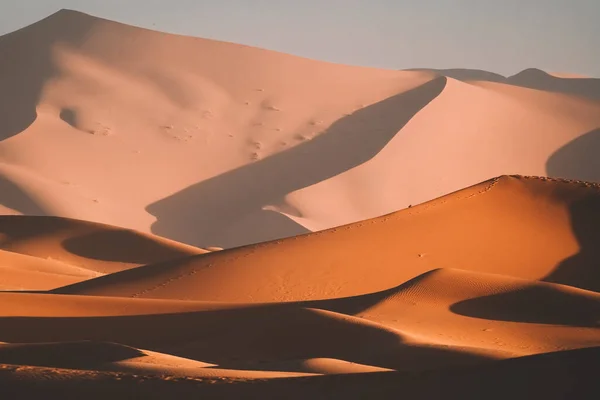 Άμμος Της Ερήμου Αμμόλοφο Στη Μερζούγκα Μαρόκο — Φωτογραφία Αρχείου