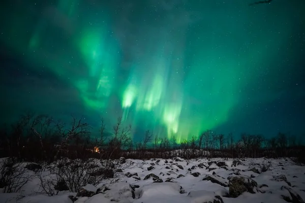 밤하늘에 북극광인 오로라 — 스톡 사진
