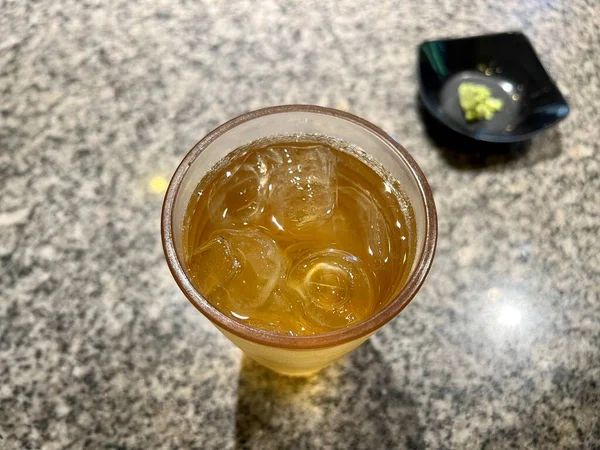 Склянку Зеленого Чаю Або Ocha Або Японського Чаю — стокове фото