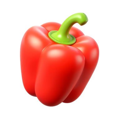 Bell Pepper 3D Simge Parlatıcı Minimum Emoji Biçimi, İzole edilmiş PNG nesnesi