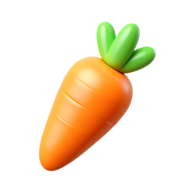 Havuç 3D Simge Parlatıcı Asgari Emoji Biçimi, İzole edilmiş PNG nesnesi