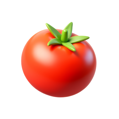 Domates 3D Simgesi Parlak Asgari Emoji Biçimi, İzole edilmiş PNG nesnesi