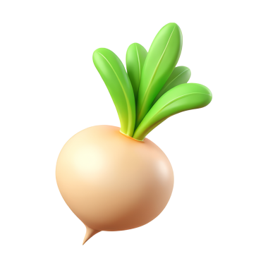 Şalgam 3D Simgesi Parlak Asgari Emoji Biçimi, İzole edilmiş PNG nesnesi