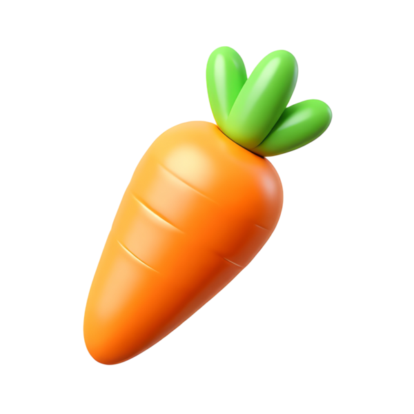 Havuç 3D Simge Parlatıcı Asgari Emoji Biçimi, İzole edilmiş PNG nesnesi