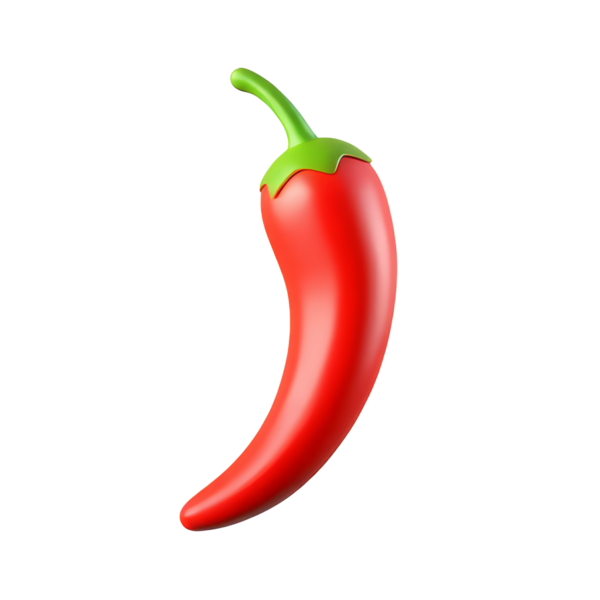 Chili Pepper 3D Simge Parlatıcı Asgari Emoji Biçimi, İzole edilmiş PNG nesnesi