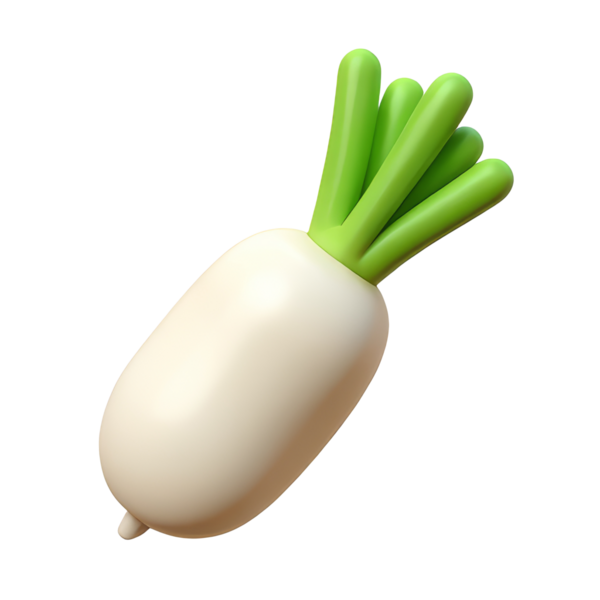 Daikon 3D Simge Parlatıcı Asgari Emoji Biçimi, İzole edilmiş PNG nesnesi