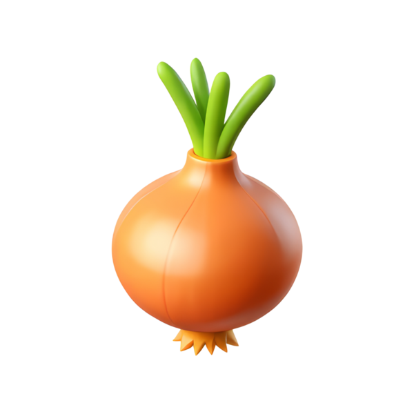 Soğan 3D Simgesi Parlak Asgari Emoji Biçimi, İzole edilmiş PNG nesnesi