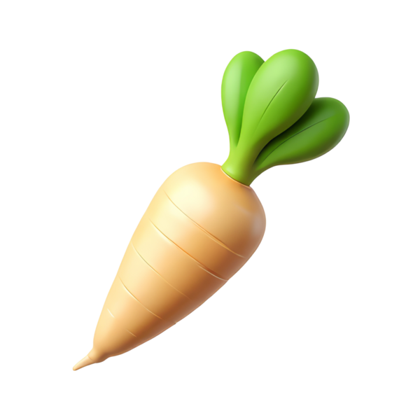 Yaban havucu 3D Simgesi Parlak Asgari Emoji Biçimi, izole edilmiş PNG nesnesi