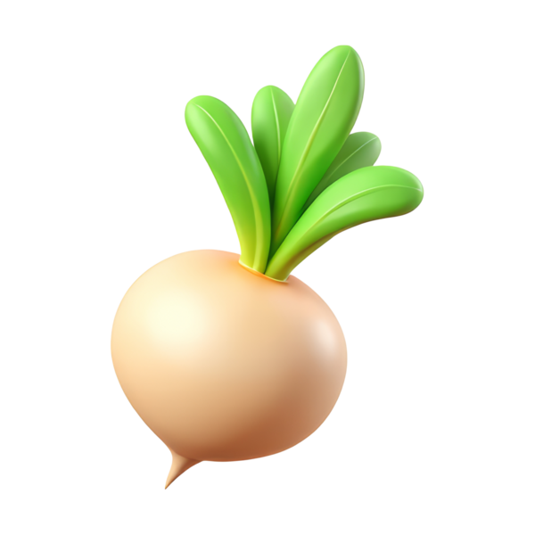 Şalgam 3D Simgesi Parlak Asgari Emoji Biçimi, İzole edilmiş PNG nesnesi