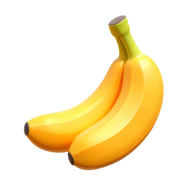 Muz 3D Simgesi Parlak Minimum Emoji Biçimi, İzole edilmiş PNG nesnesi