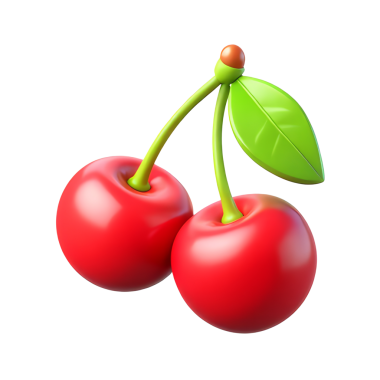 Kiraz 3D Simgesi Parlatıcı Minimum Emoji Biçimi, İzole edilmiş PNG nesnesi