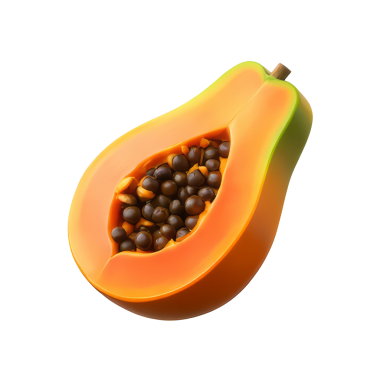 Papaya 3D Simge Parlatıcı Asgari Emoji Biçimi, İzole edilmiş PNG nesnesi