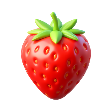 Çilek 3D Simgesi Parlak Asgari Emoji Biçimi, İzole edilmiş PNG nesnesi