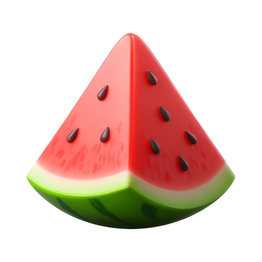 Karpuz 3D Simge Parlatıcı Minimum Emoji Biçimi, İzole edilmiş PNG nesnesi