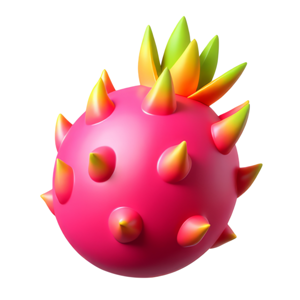 Ejder Meyvesi 3D Simgesi Parlak Asgari Emoji Biçimi, İzole edilmiş PNG nesnesi