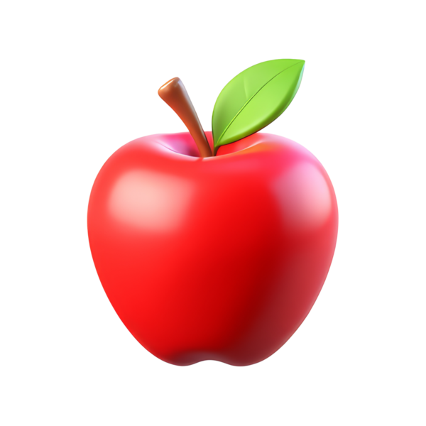 Kırmızı Elma 3D Simgesi Parlak Asgari Emoji Biçimi, İzole edilmiş PNG nesnesi