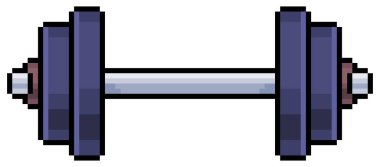 Beyaz arkaplanda 8bit oyun için piksel sanatı halter vektör simgesi