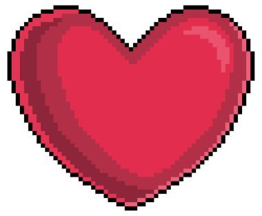 Pixel art heart icon for 8bit game on white background clipart