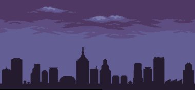 8bit oyun için piksel sanatı minimalist şehir arkaplan vektörü