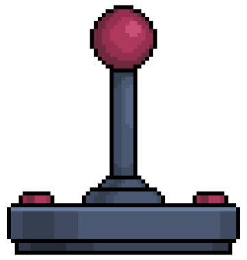 Beyaz zemin üzerinde 8bit oyun için piksel resim joystick video oyunu eski vektör simgesi