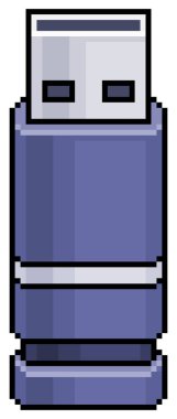 Beyaz arkaplanda 8bit oyun için piksel resim kalem sürücüsü vektör simgesi