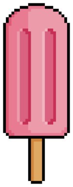 Pixel art popsicle ice cream. 8bit game item on white background clipart