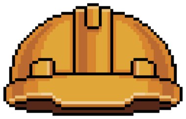 Beyaz zemin üzerinde 8bit oyun için piksel sanat koruyucu ve güvenli kask vektör simgesi