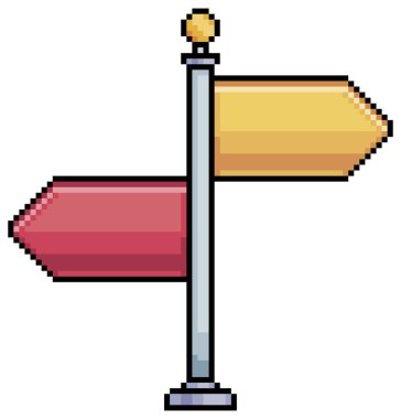 Piksel resim tabelaları. Beyaz arkaplanda 8bit oyun için yön işareti vektör simgesi