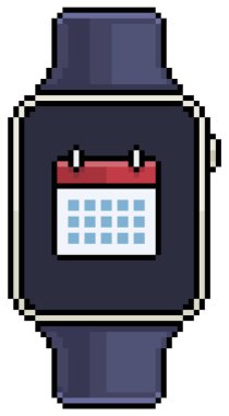 Beyaz arkaplanda 8bit oyunu için takvim simgesi vektör simgesine sahip Piksel Sanat Ukalalığı