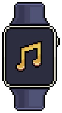 Beyaz arkaplanda 8bit oyun için müzik simgesi vektör simgesi içeren pikseller