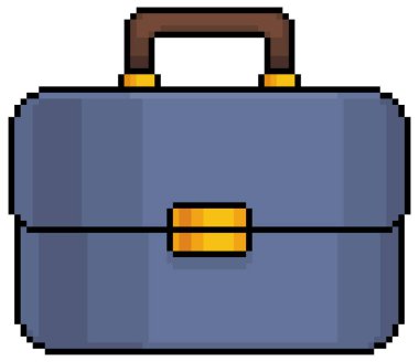 Beyaz arkaplan üzerinde 8bit oyun için piksel sanatı valiz vektör simgesi