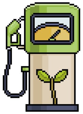 Beyaz zemin üzerinde 8bit oyun için ekolojik sürdürülebilir yakıt pompa vektör ikonu