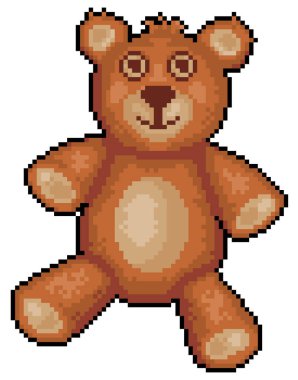8bit beyaz arkaplan oyunu için pikselli oyuncak ayı simgesi
