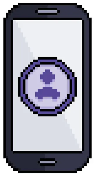 Beyaz arkaplanda 8bit oyunu için profil simgesi vektör simgesine sahip pikselli resim cep telefonu