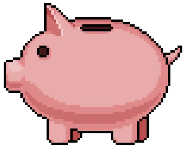 Beyaz arkaplanda 8bit oyun için Pixel Art Piggy Bank vektör simgesi