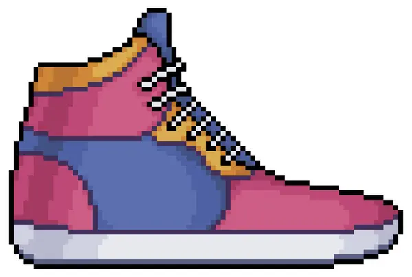 Beyaz arkaplanda 8bit oyun için piksel sanat spor ayakkabısı vektör simgesi