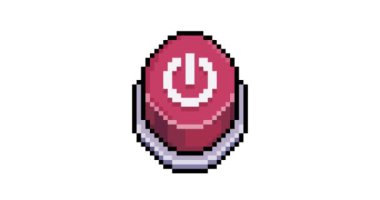 Piksel sanatında kırmızı güç kapama düğmesi animasyonu ve 8bit stili