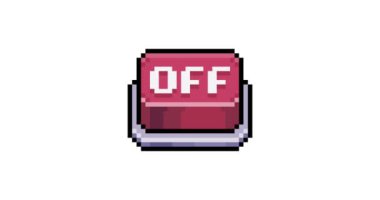 Piksel sanatında kırmızı güç kapatma tuşu ve beyaz arkaplanda 8-bit stili, Güç Kapatma Canlandırması