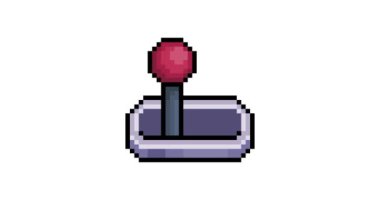 Aktif hale getirilen bir kaldıraç, 8- bit piksel sanatı canlandırması bir manivela çalıştırılıyor