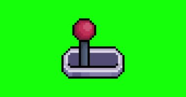 Aktif hale getirilen bir kaldıraç, 8-bit piksel resim tarzı yeşil arka planda etkinleştirilen bir manivela canlandırması