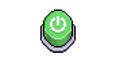 Yeşil güç düğmesi animasyonu 8-bit piksel sanat tarzı