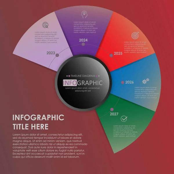 Infographic Template Business Steps Modern Circle Timeline Diagram Icons Presentation — Stok Vektör