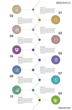template timeline business infographic template Modern 10 step timeline diagram, presentation infographic vector.