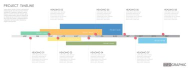 project timeline Infographic template for business. 12 Months modern Timeline diagram calendar with presentation vector infographic.