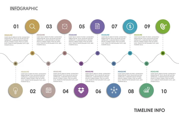 Timeline Diagram Infographics Template Elements Timeline Info Business Data Visualization — Stok Vektör