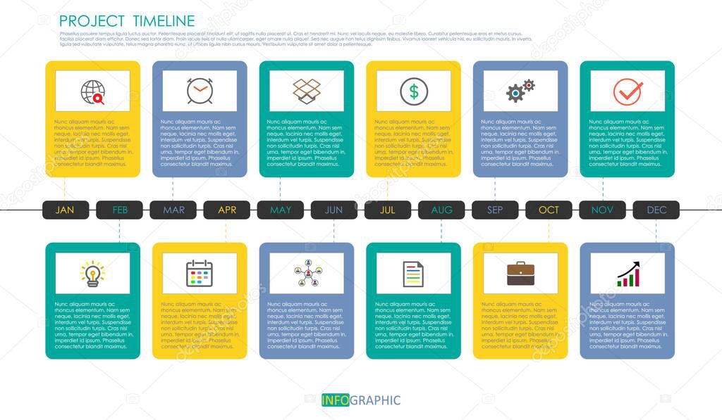 Línea De Tiempo Del Proyecto Plantilla Infográfica Para Negocios Calendario De Diagrama De 9343