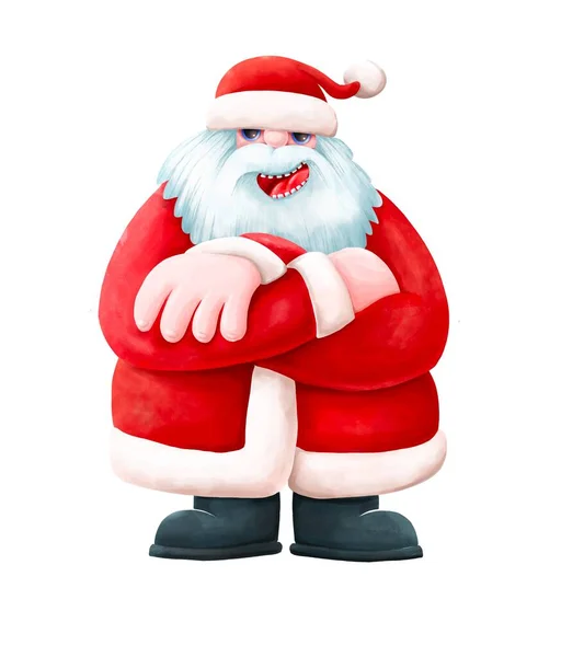 Santa Claus Bílém Pozadí Digitální Malba — Stock fotografie