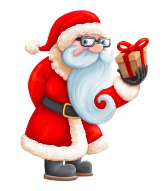 Beyaz bir geçmişi olan Noel Baba. Dijital resim.