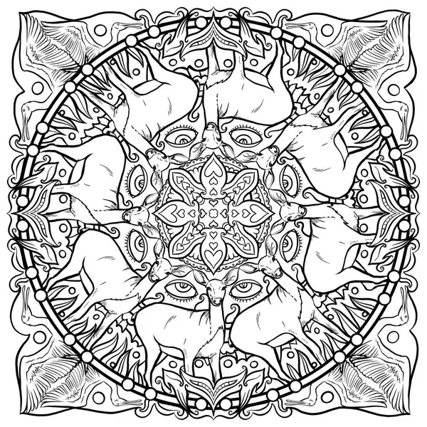 Mandala Adulto Colorir Página Livro Padrão Simétrico Elementos Abstratos Para — Fotografia de Stock